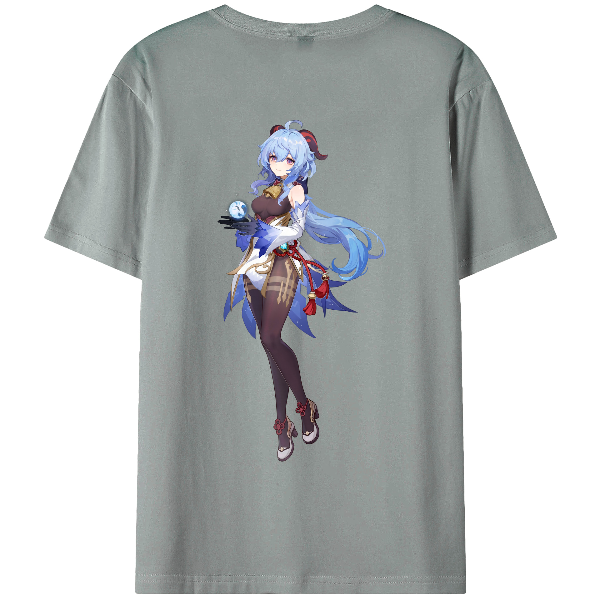 げんし神 甘雨 かんう genshin Ganyu 綿100％ メンズ半袖Tシャツ（バックプリント） 通気性